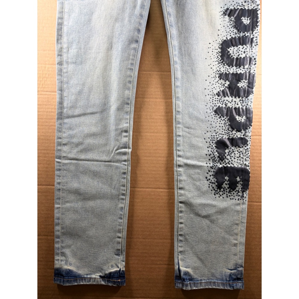 Purple Brand Jeans Mens 34 Light Blue Logo Graphic Slim Fit Denim 202306 NWT - Picture 9 of 10